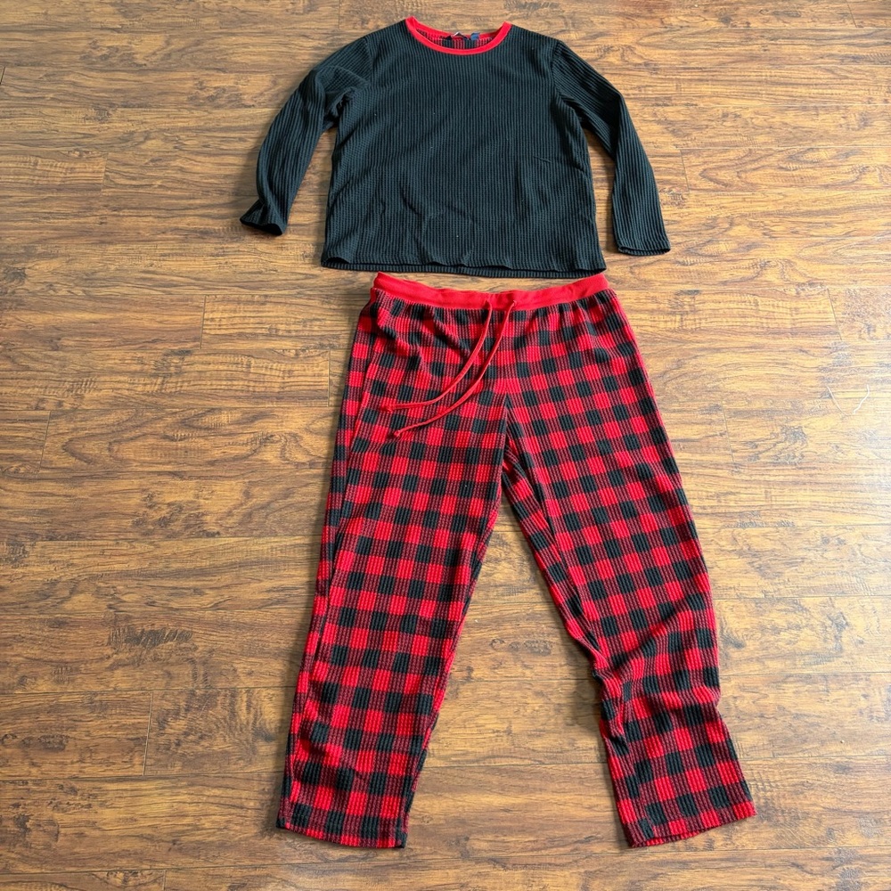 Lands End Red and Black Plaid Pajama Set - Mens XL
